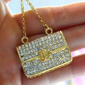 New Gold & Rhinestone Purse Bag Charm/Keychain